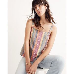 Madewell - Rainbow Stripe Button-Front Tank Top